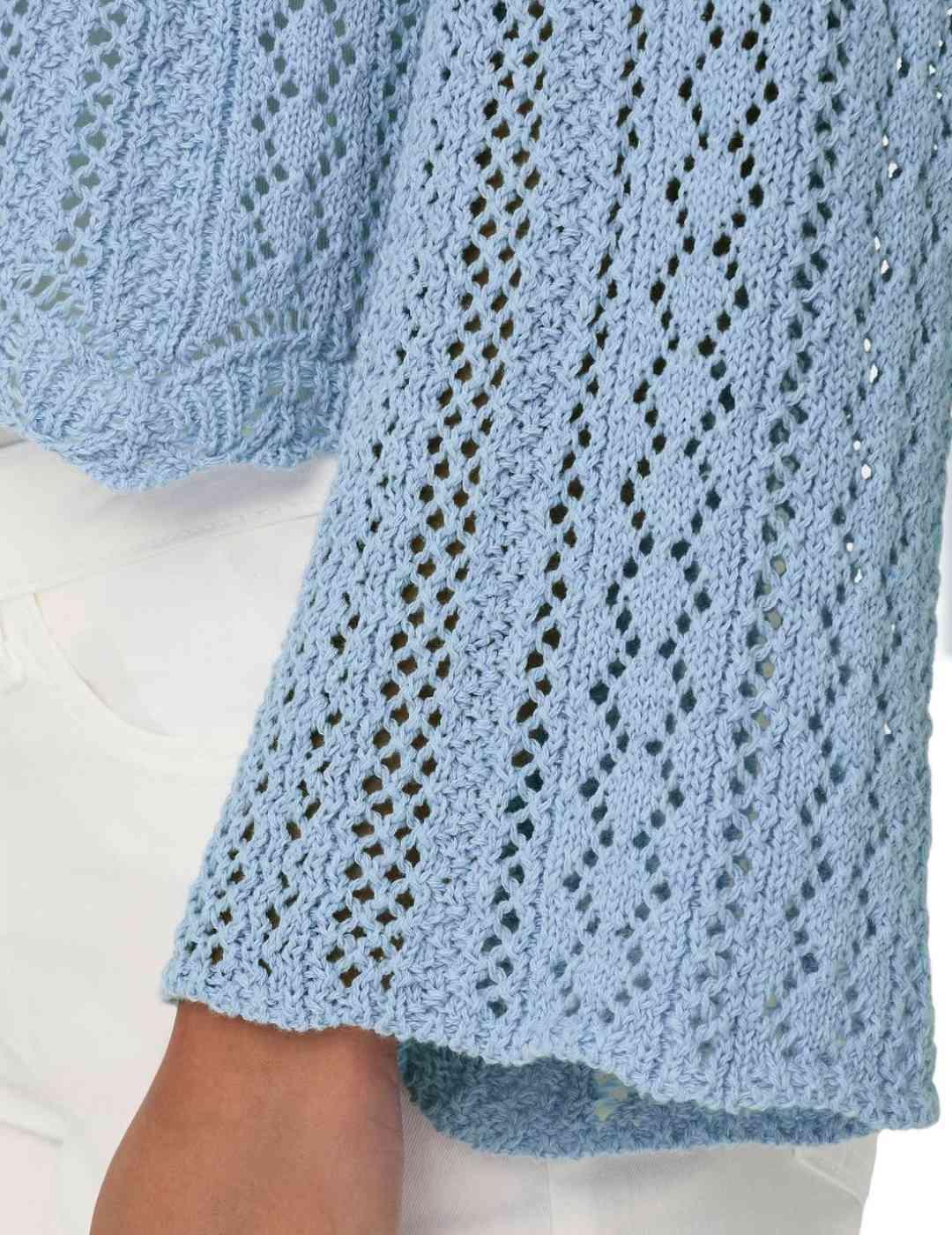 Jersey cropped Only Nola punto calado azul celeste de mujer