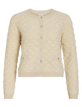 Cárdigan Vila Ineyah beige de punto estructurado para mujer
