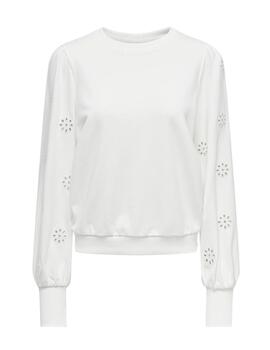 Sudadera Only Femme blanca sin capucha troquelada para mujer