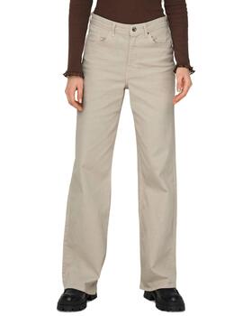 Pantalón vaquero Only Juicy beige wide leg para mujer