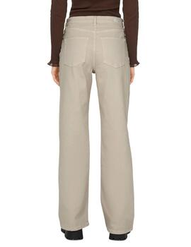 Pantalón vaquero Only Juicy beige wide leg para mujer