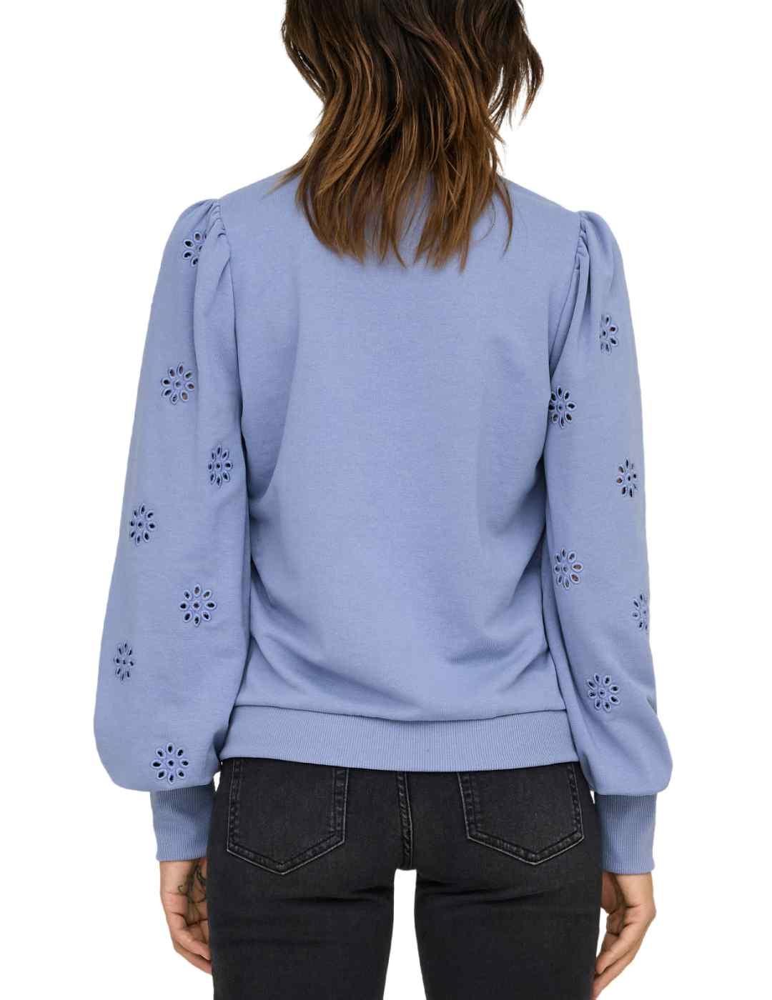 Sudadera Only Femme azul claro sin capucha troquelada mujer