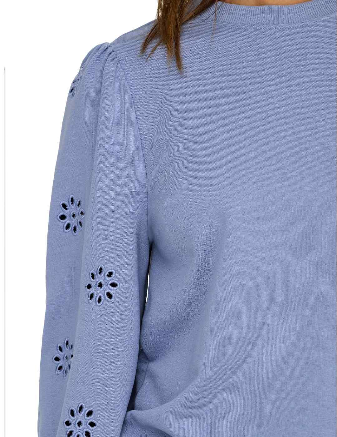 Sudadera Only Femme azul claro sin capucha troquelada mujer