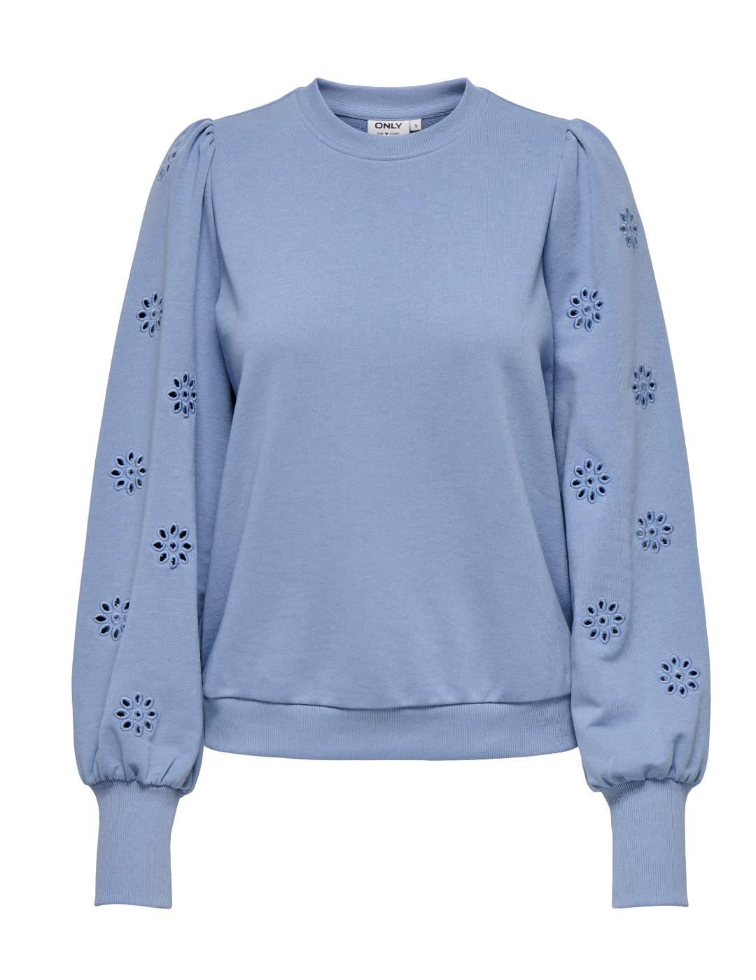Sudadera Only Femme azul claro sin capucha troquelada mujer