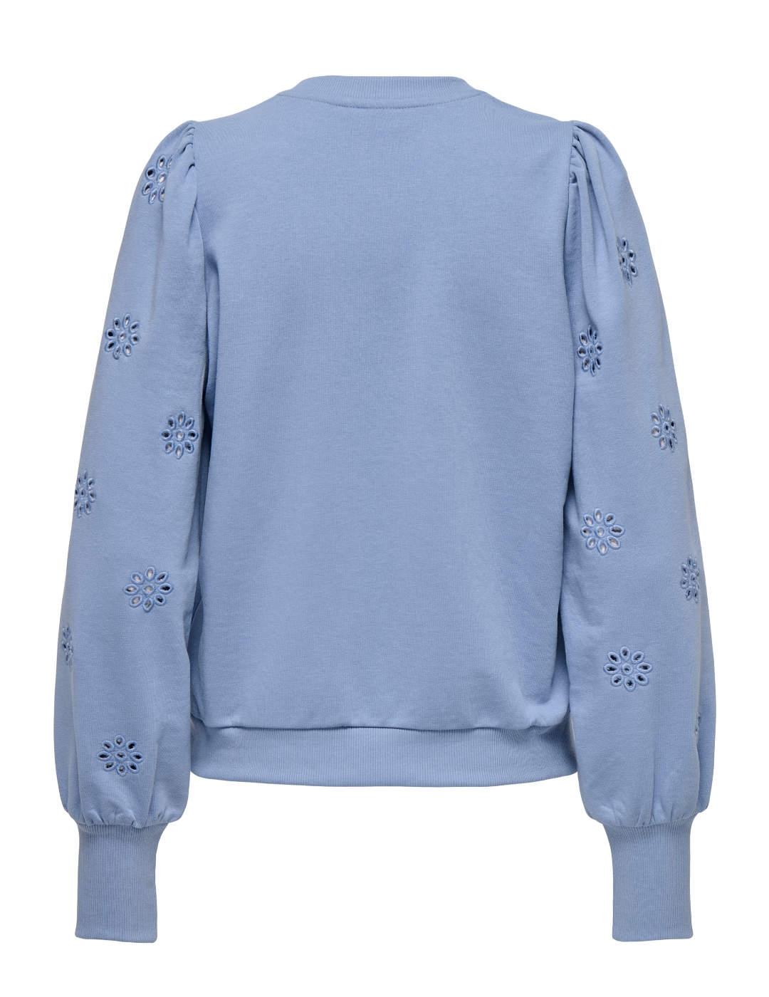 Sudadera Only Femme azul claro sin capucha troquelada mujer