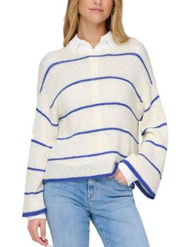 Jersey Only Geena crudo raya azulón de punto para mujer