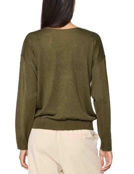 Jersey Vila Novy cuello pico verde brillante para mujer