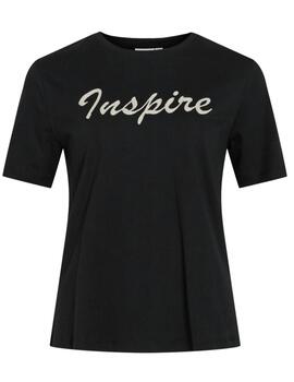 Camiseta Vila Sybil Inspire negro manga corta para mujer