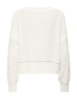 Jersey Only Kaya blanco de punto trenzado regular para mujer