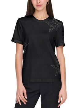Camiseta Only Hollis negra estrellas manga corta para mujer