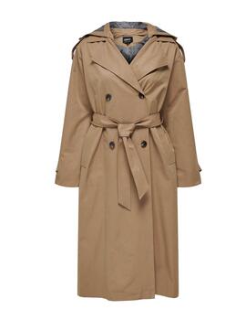 Chaqueta trench Only Kavana camel con capucha para mujer