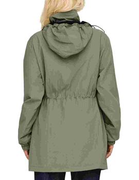 Parka Only Mamba verde y negra con capucha para mujer