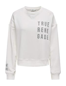 Sudadera Only Abigail blanco sin capucha para mujer