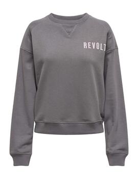 Sudadera Only Abigail gris oscuro sin capucha para mujer