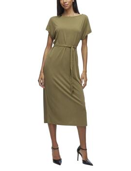 Vestido Vila Modala midi verde manga corta para mujer