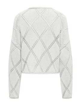Jersey Only Taylor blanco de punto troquelado para mujer