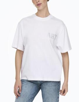 Camiseta Only Riri Art blanco manga corta brillos para mujer