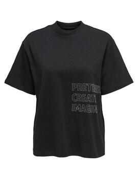 Camiseta Only Riri Pretend negro manga corta brillos mujer