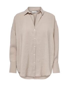 Camisa Only Zazima beige oversize manga larga para mujer