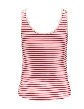 Camiseta Only Devin blanca rayas rojas tirantes para mujer