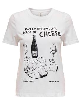 Camiseta Only Penny Cheese blanco manga corta para mujer