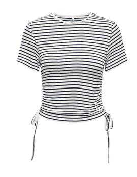 Camiseta crop Only Devin rayas marino manga corta para mujer