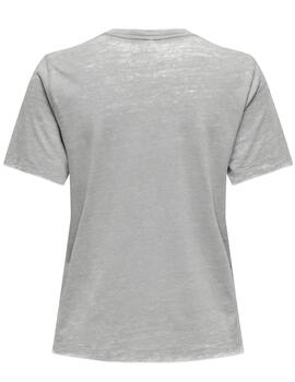 Camiseta Only Nikky gris claro rebel manga corta para mujer