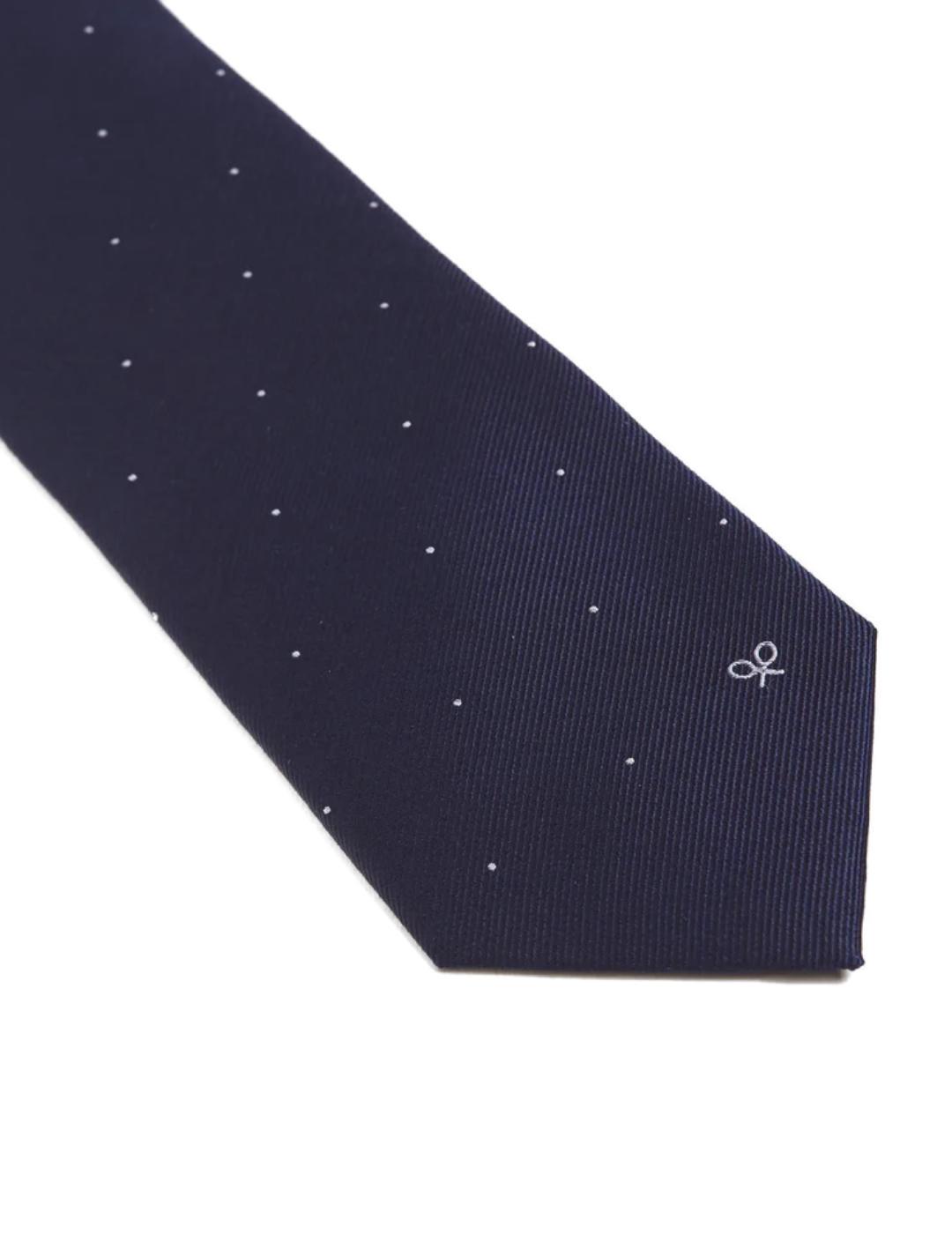 Corbata Silbon azul marino micropuntos de seda para hombre