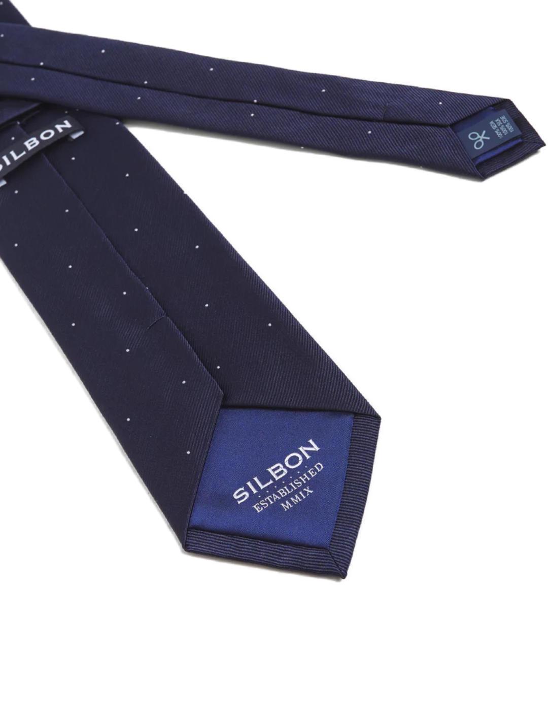 Corbata Silbon azul marino micropuntos de seda para hombre