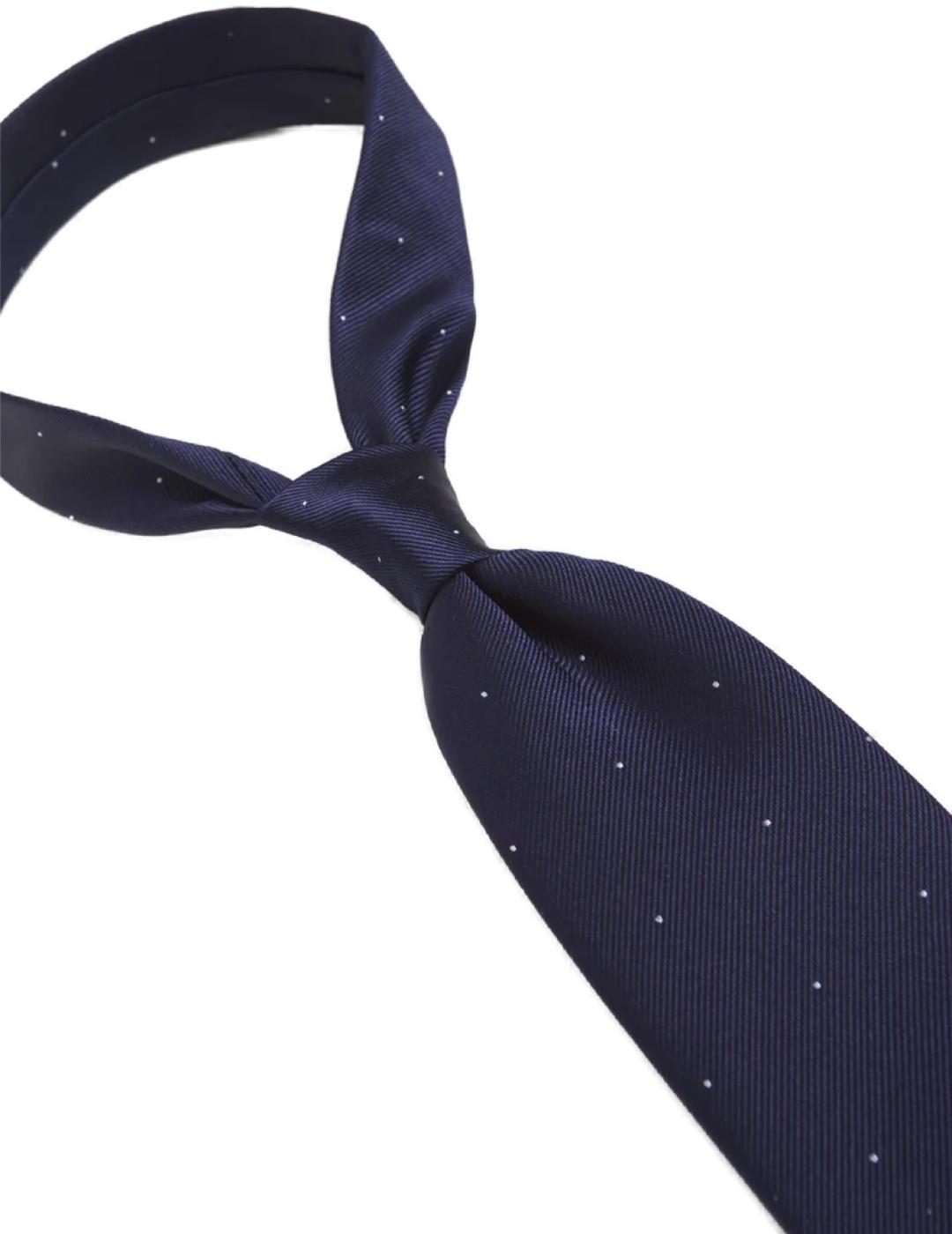 Corbata Silbon azul marino micropuntos de seda para hombre