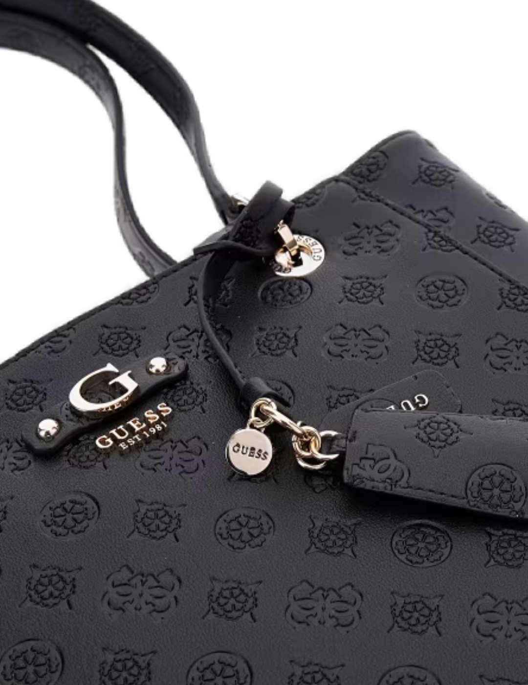 Bolso Guess Gerty tote negro con estampado para mujer