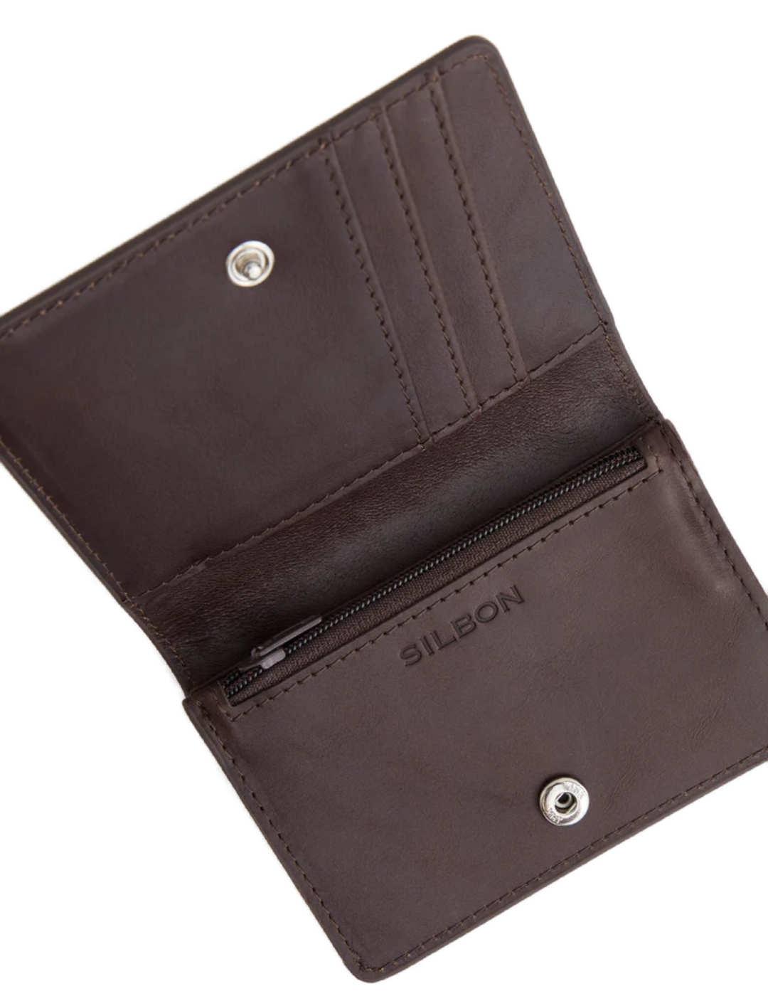 Cartera Silbon piel marrón detalle logotipo para hombre