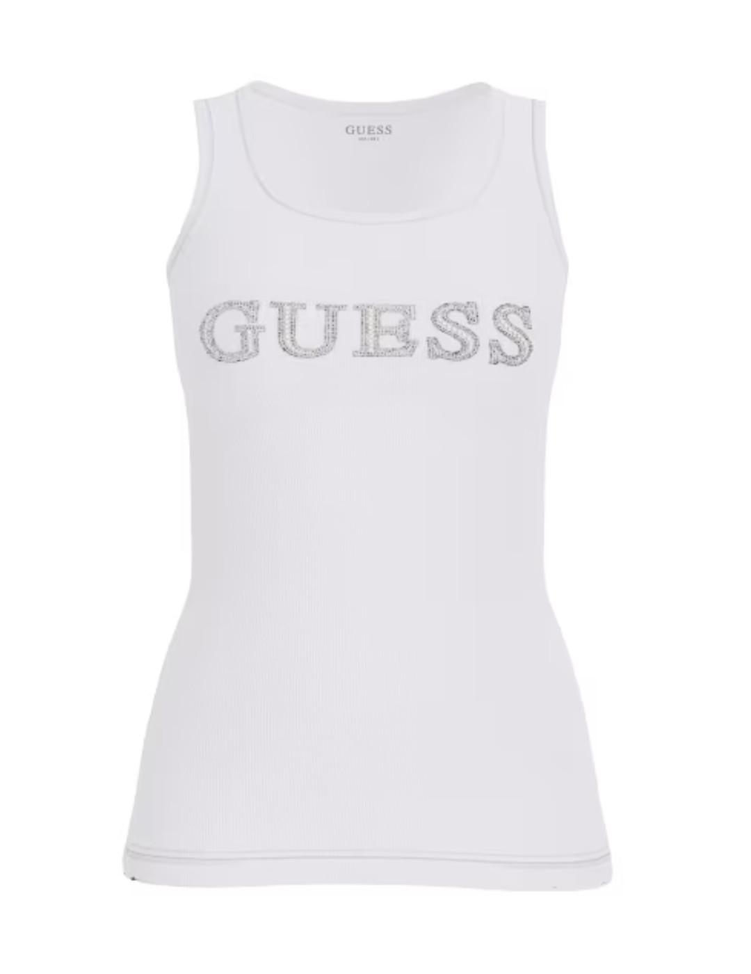 Camiseta Guess embellished con logo de tirantes para mujer