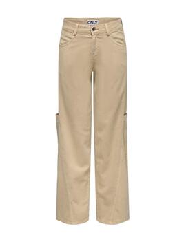 Pantalón Only Prime beige cargo wide leg para mujer