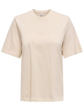 Camiseta Only Moody Picky beige manga corta para mujer