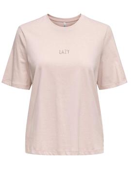 Camiseta Only Moody Lazy rosa palo manga corta para mujer