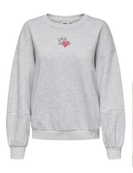 Sudadera Only Havanna gris sin capucha estampado para mujer