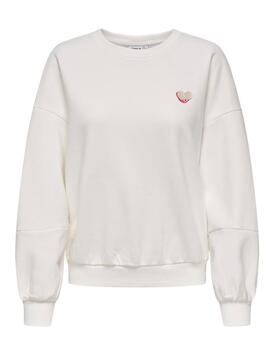 Sudadera Only Havanna blanca sin capucha estampado de mujer
