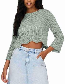 Jersey Only Nola calado verde claro de crochet para mujer