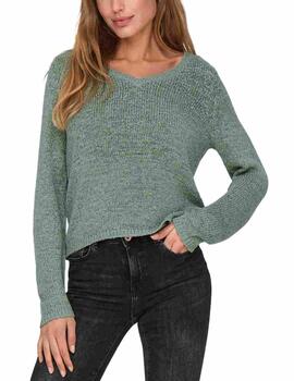Jersey Only Geena cuello pico verde de punto para mujer