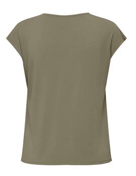 Camiseta Only Free khaki cuello pico manga corta para mujer