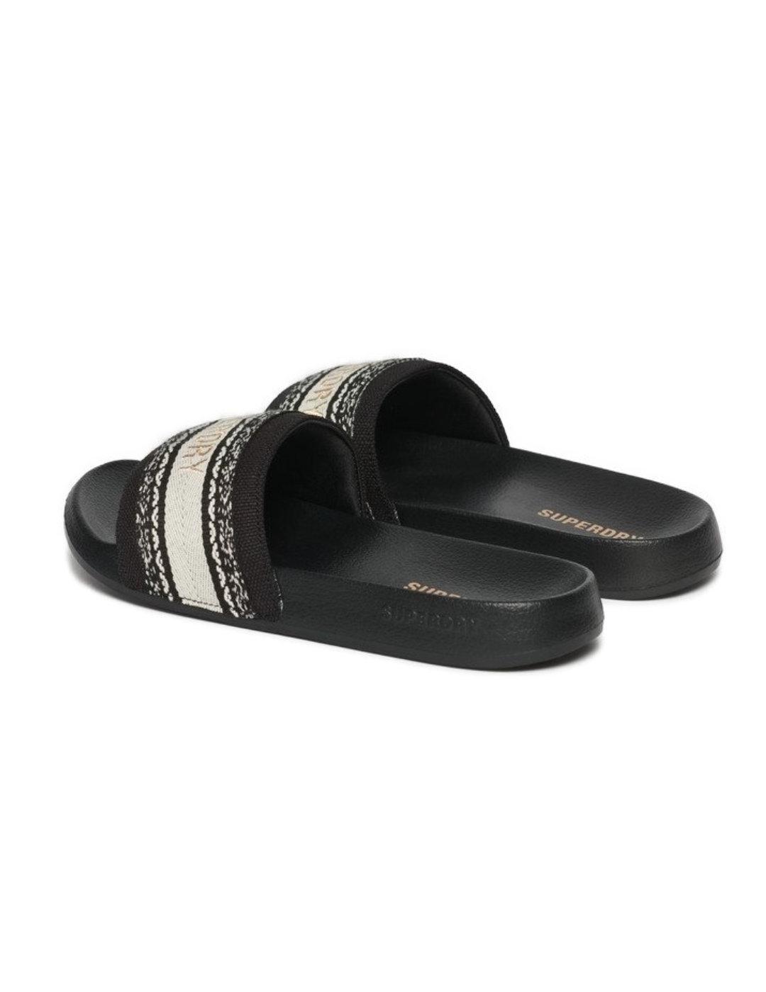 Chanclas Superdry Interest negro y beige para mujer