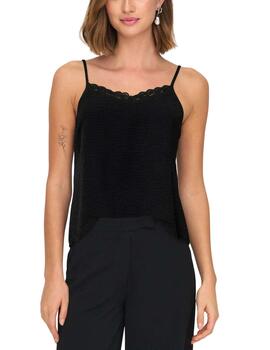 Camiseta lencera Only Katty negra tirantes finos para mujer