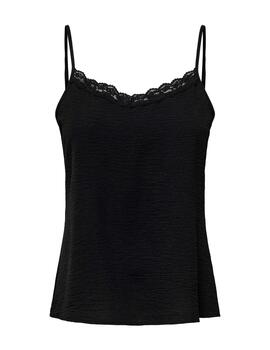 Camiseta lencera Only Katty negra tirantes finos para mujer