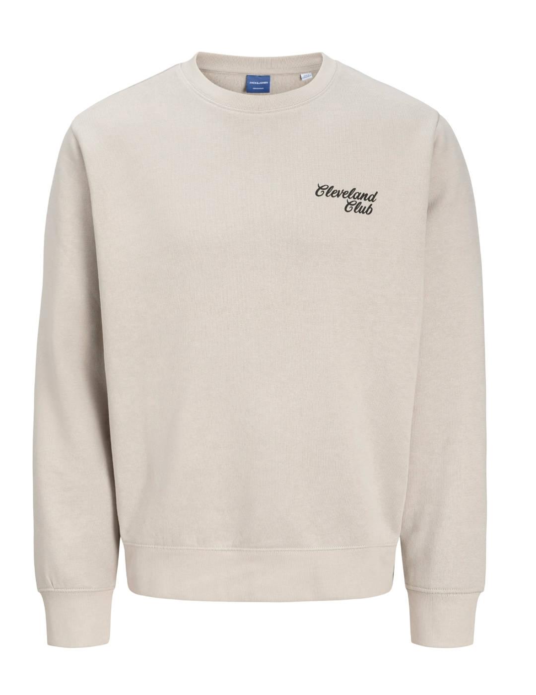 Sudadera Jack&Jones Bradley beige sin capucha para hombre