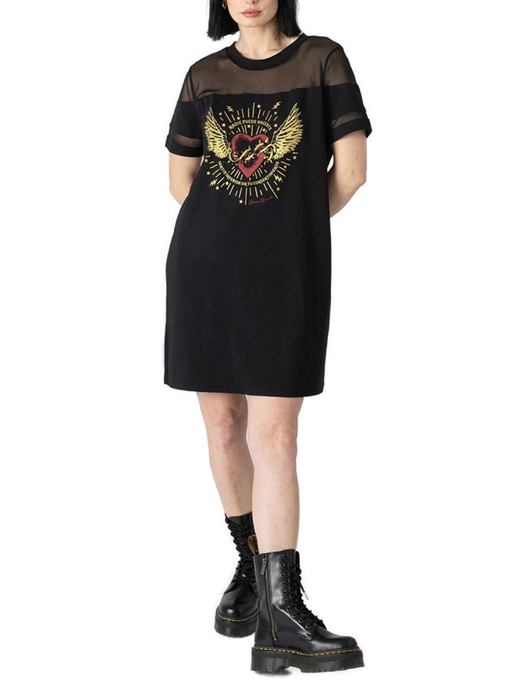 Vestido Animosa Eleonor Roosevert negro manga corta de mujer