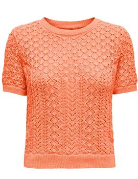 Camiseta Only Saga naranja manga corta de punto para mujer