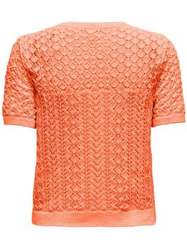 Camiseta Only Saga naranja manga corta de punto para mujer