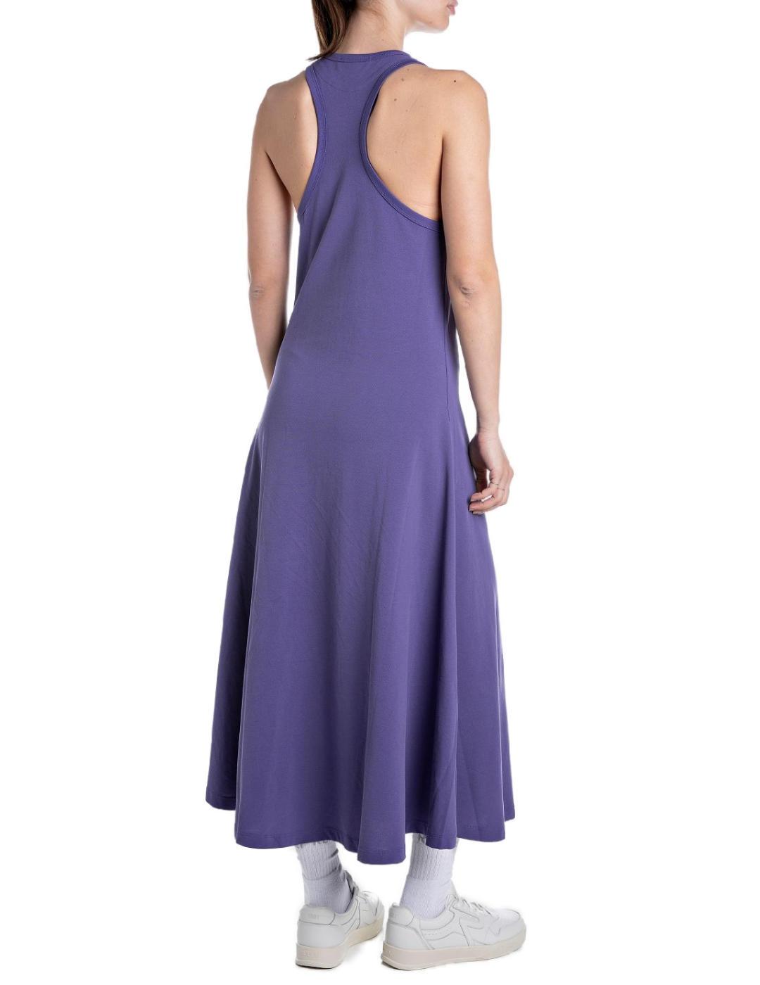 Vestido Replay midi morado cuello halter para mujer