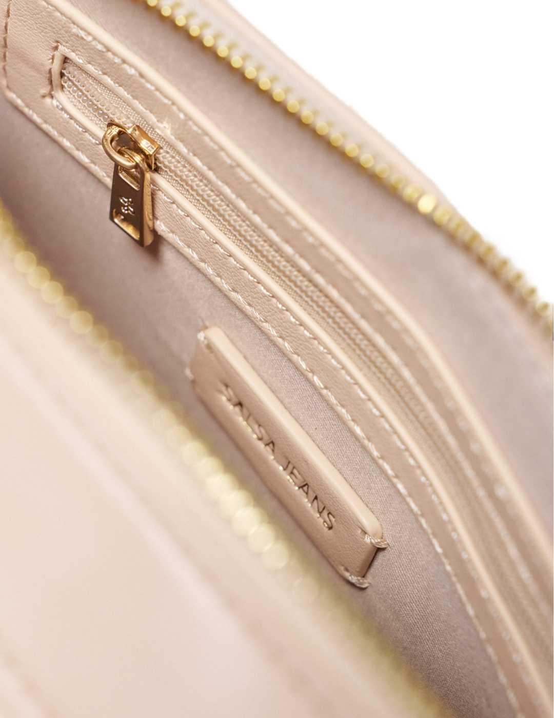 Bolso bandolera Salsa beige doble cremallera  para mujer